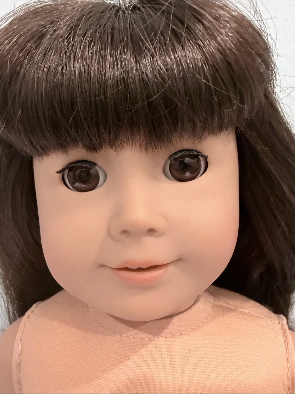 American Girl Brown-Haired Doll with Peach Bodysuit and White Undergarment